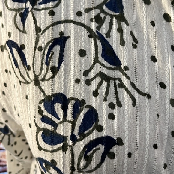 Marketplace Handiwork of India floral block print cotton button down tunic 1X-2X - Picture 7 of 7